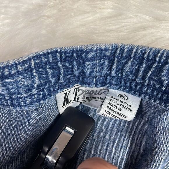 KT SPORT by KENNETHTOO Denim Elastic Waist Ladies Capri Palm Jeans Petite Large - Picture 10 of 10